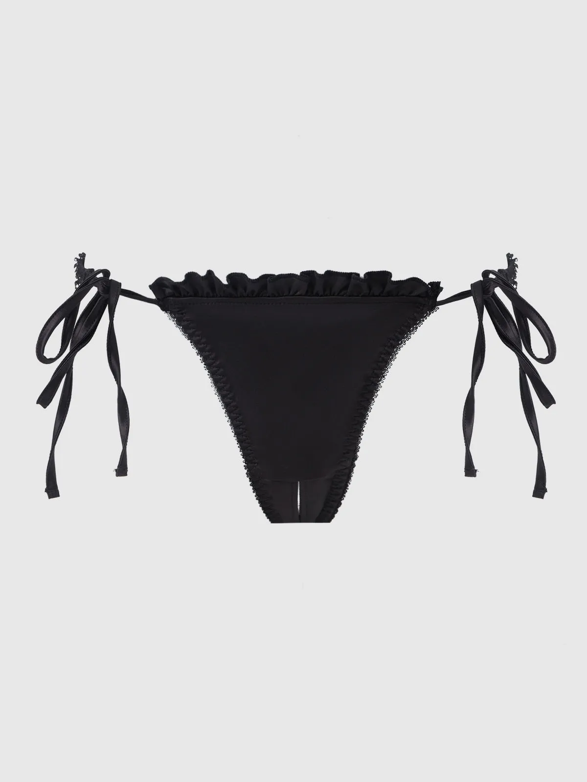 Adelaide Satin & Lace Crotchless Tanga