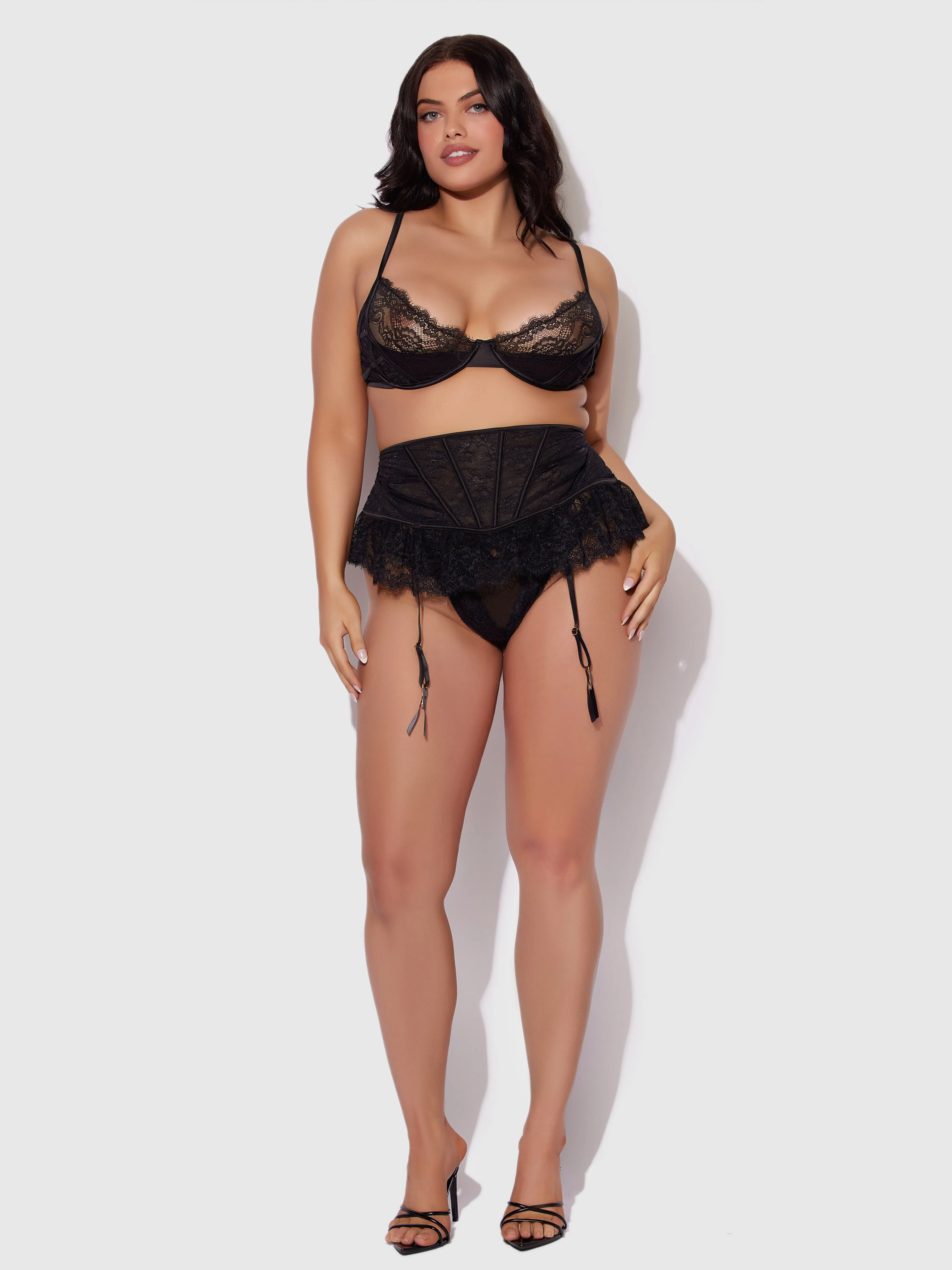 Adelaide Satin & Lace Garter Belt