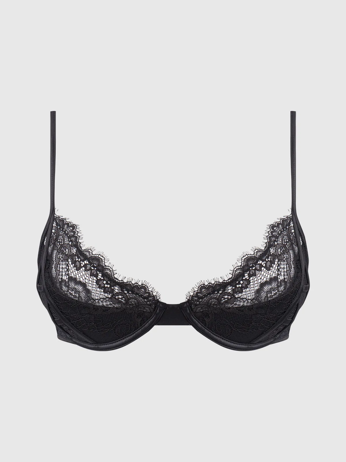 Adelaide Satin & Lace Push Up Demi Bra