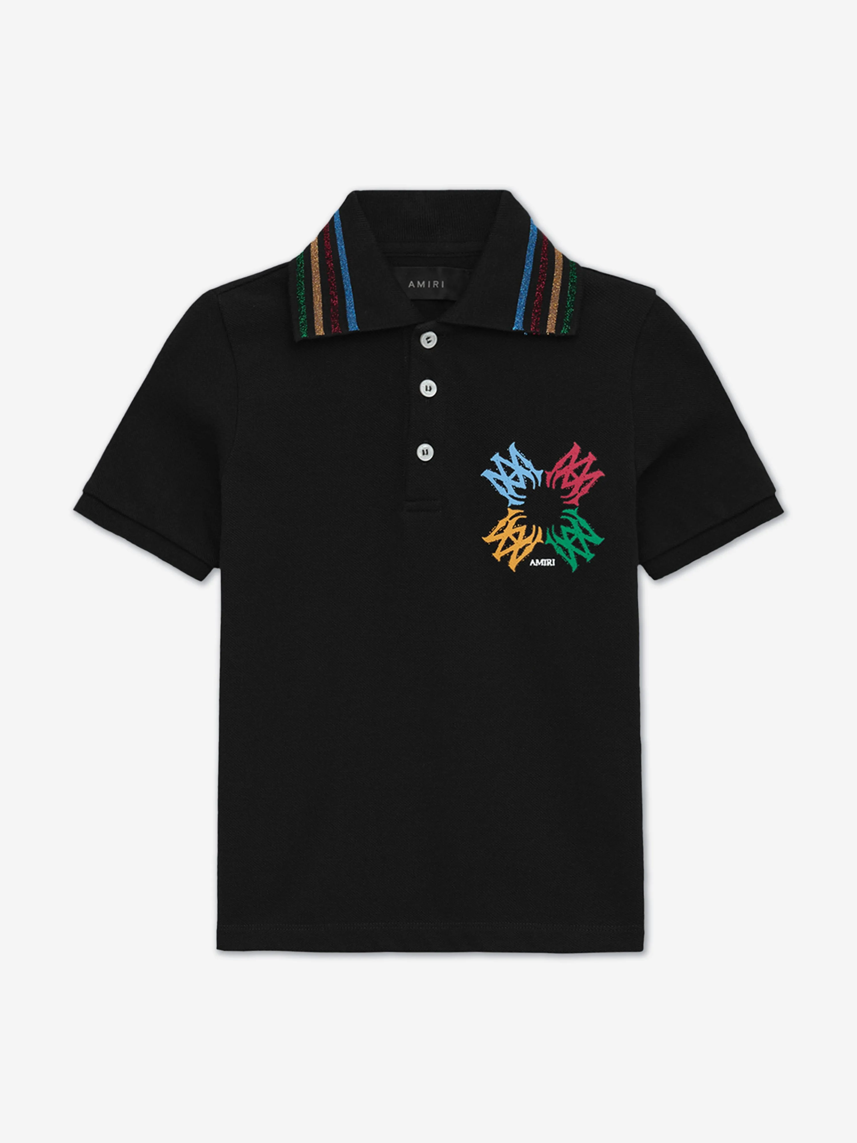 Amiri Kids MA Quad Scribble Polo Shirt in Black