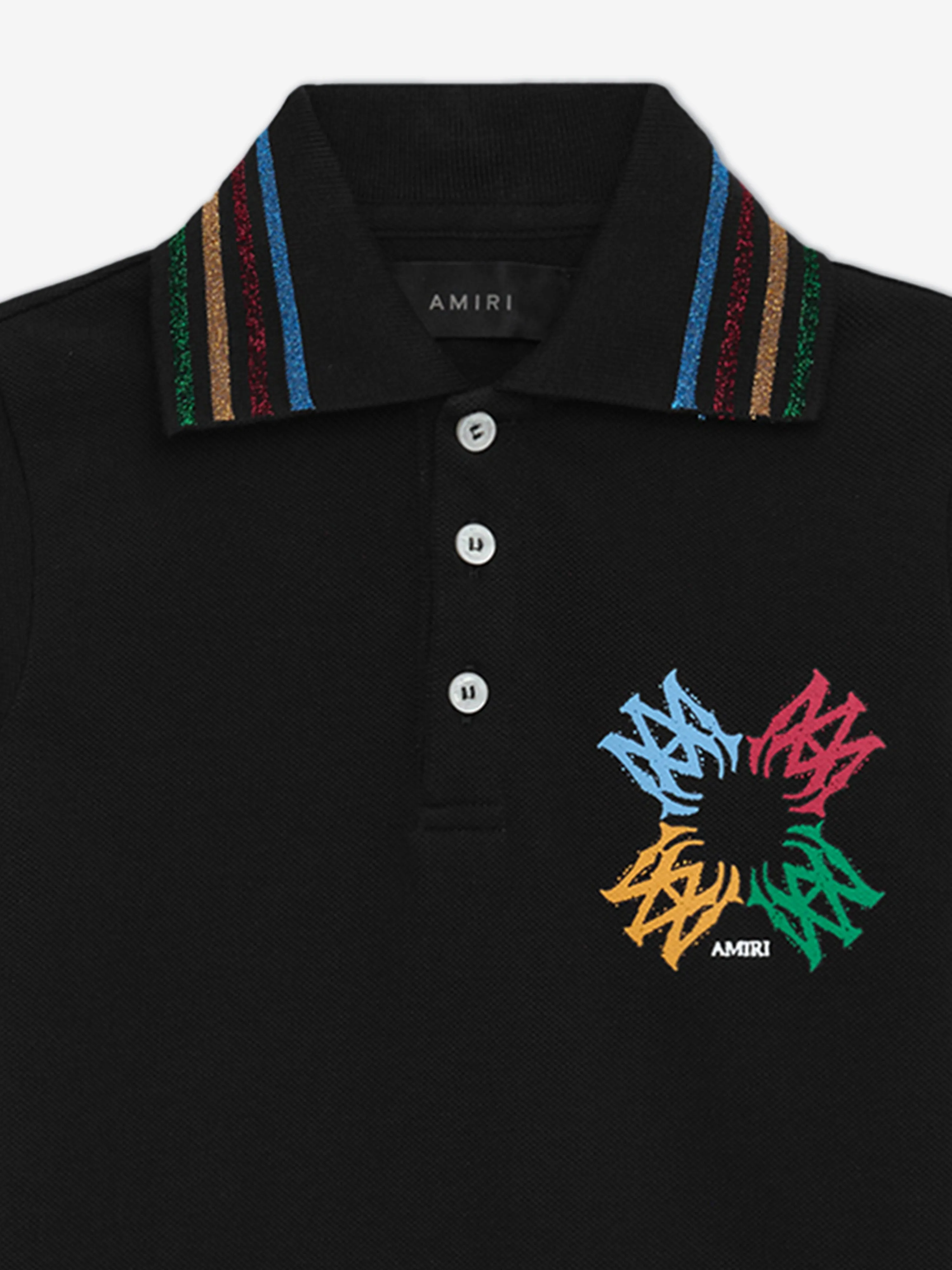 Amiri Kids MA Quad Scribble Polo Shirt in Black