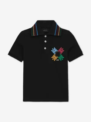 Amiri Kids MA Quad Scribble Polo Shirt in Black