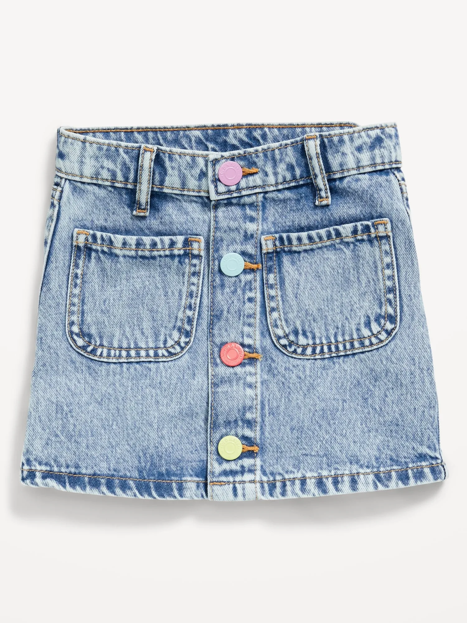 Birthday High-Waisted Button-Front Jean Skirt for Toddler Girls