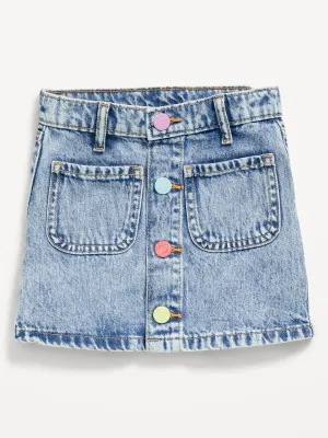 Birthday High-Waisted Button-Front Jean Skirt for Toddler Girls