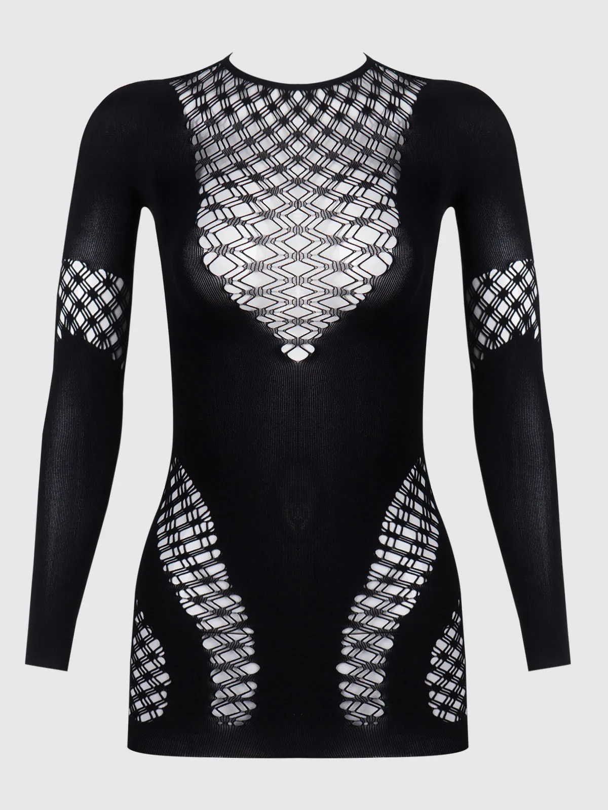 Bodycon Mini Skirt Long Sleeve Bodystocking Dress