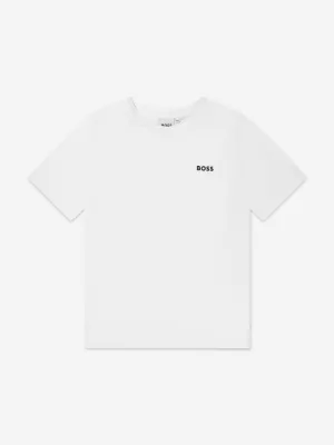 BOSS Boys Logo Print T-Shirt in White