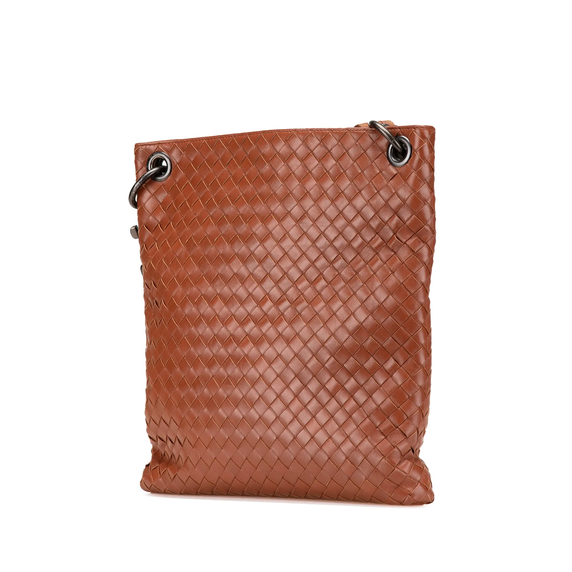 Bottega Veneta Leather Intrecciato Crossbody Brown