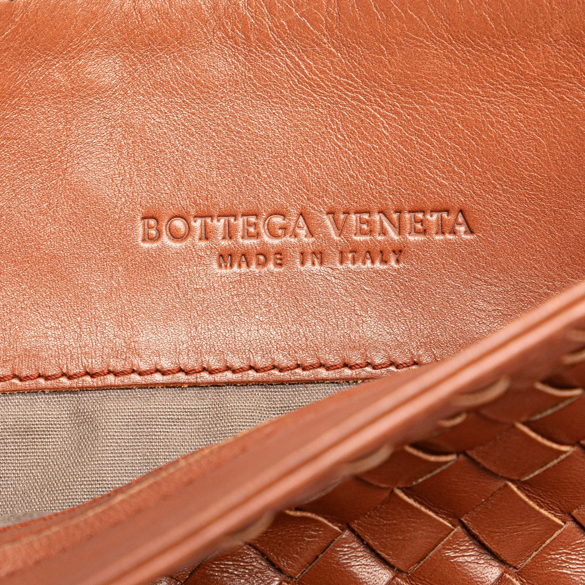 Bottega Veneta Leather Intrecciato Crossbody Brown