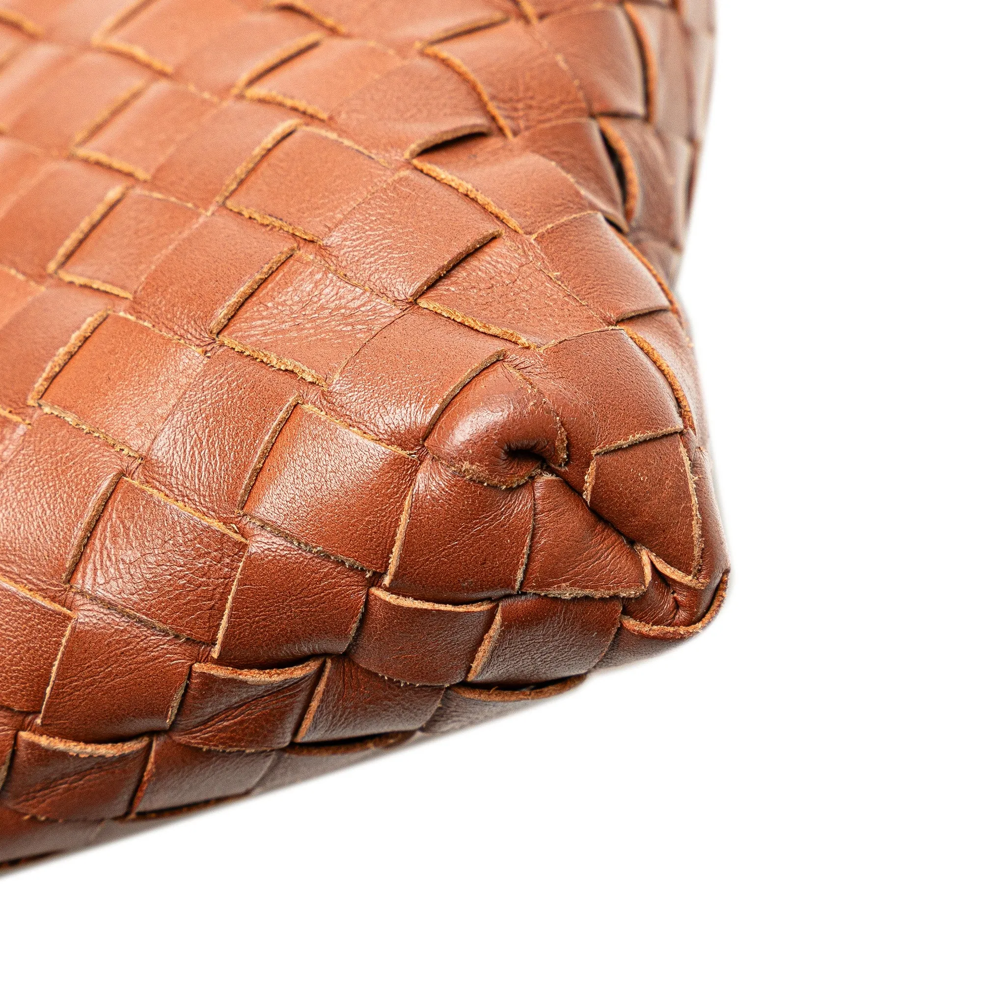 Bottega Veneta Leather Intrecciato Crossbody Brown
