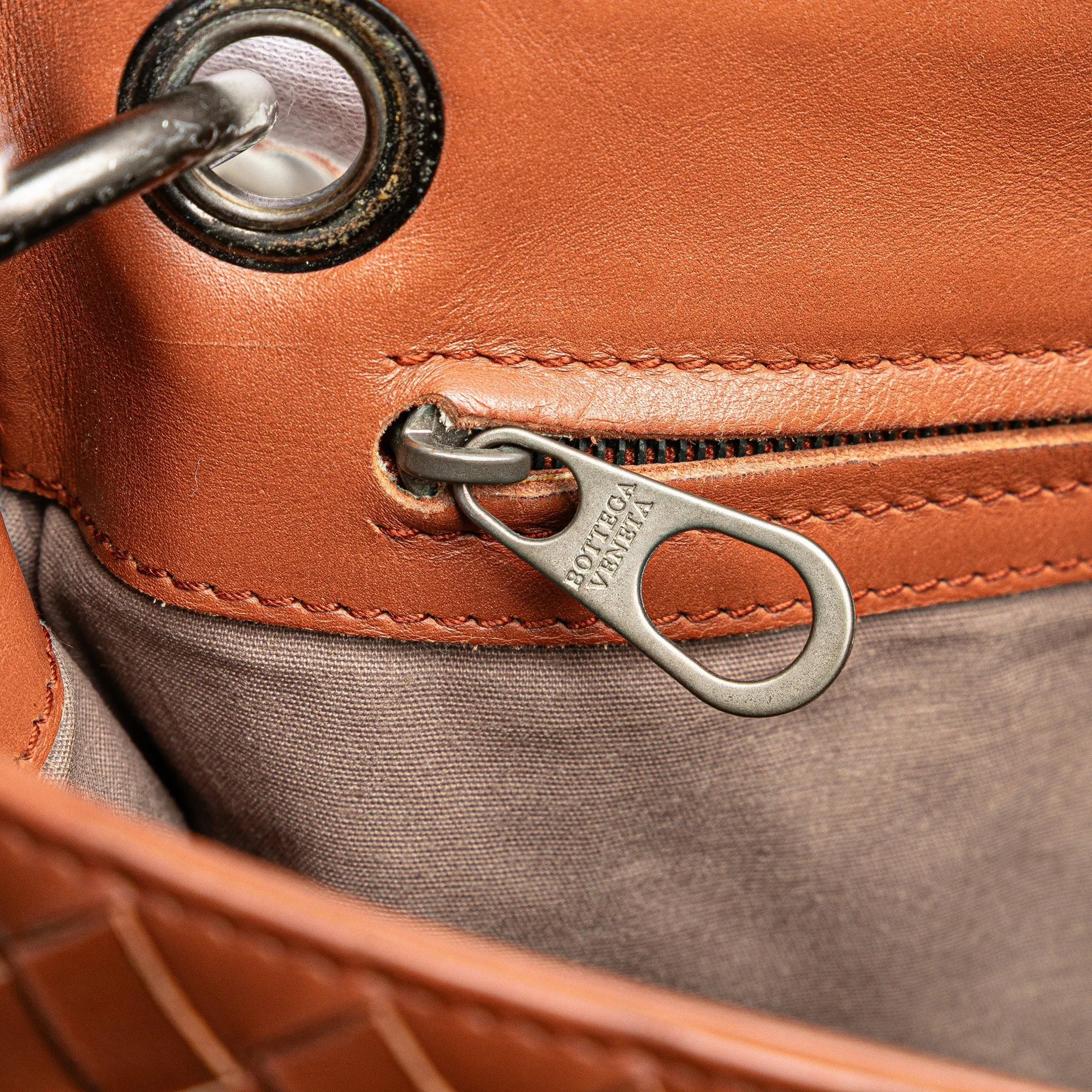 Bottega Veneta Leather Intrecciato Crossbody Brown