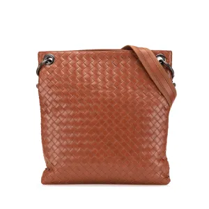 Bottega Veneta Leather Intrecciato Crossbody Brown