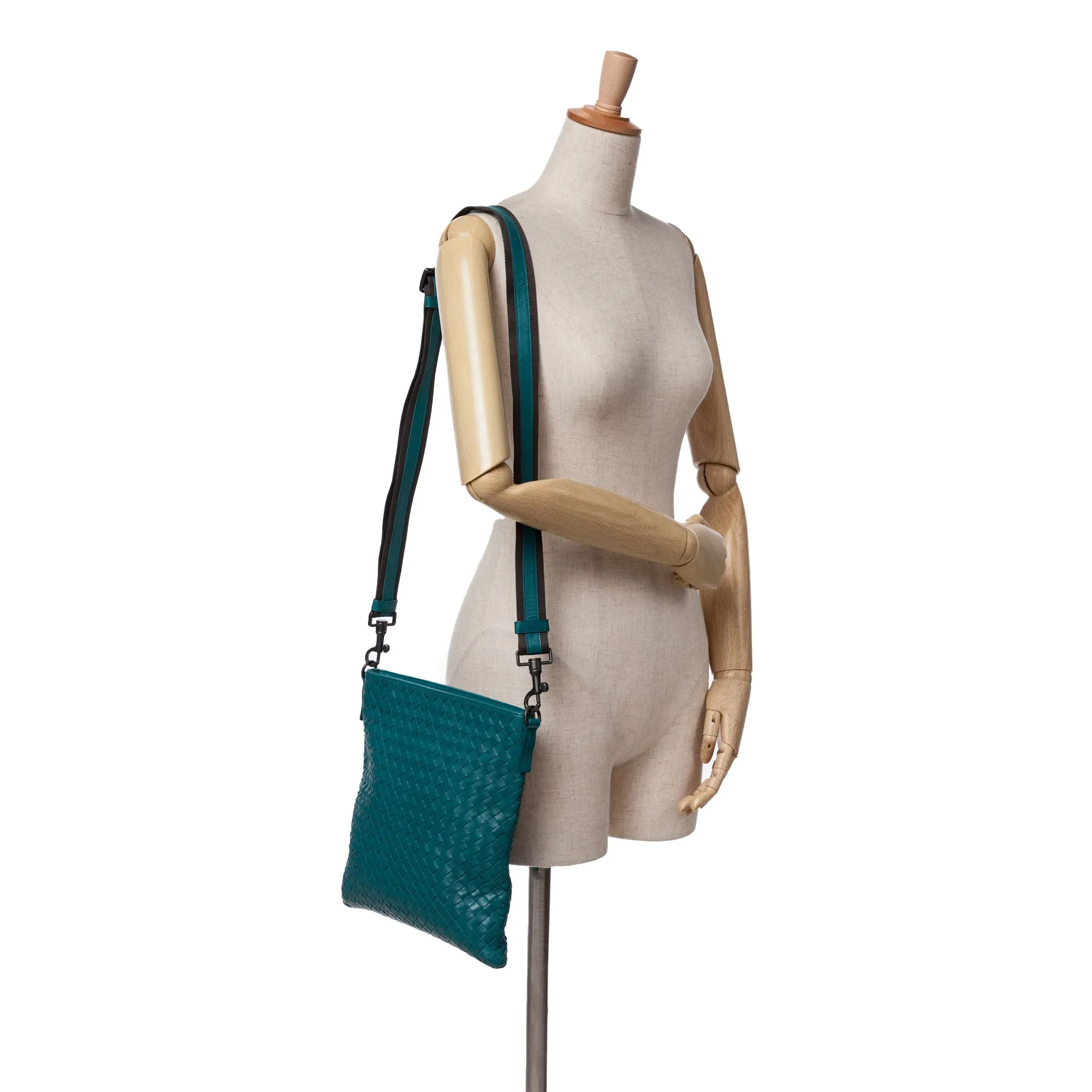 Bottega Veneta Nappa Intrecciato Crossbody Blue