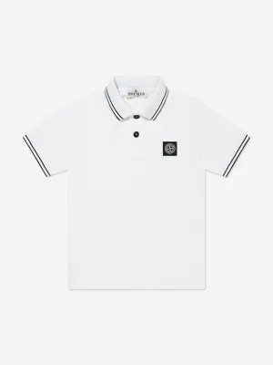 Boys Compass Logo Polo Shirt in White
