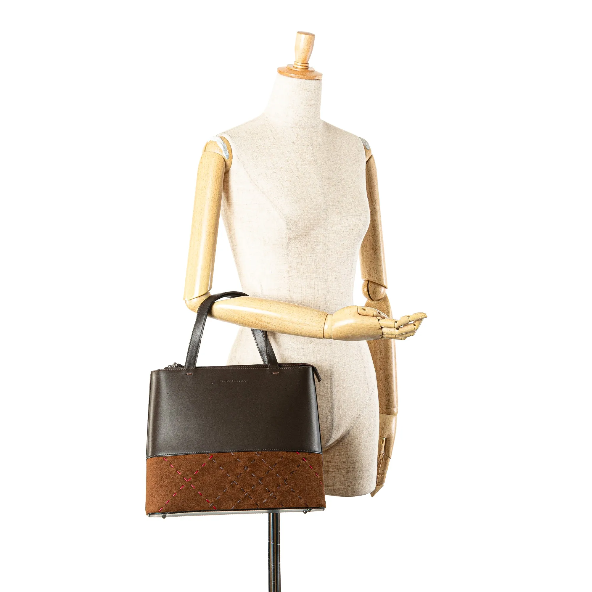 Burberry Leather and Suede Stitch Tote Brown