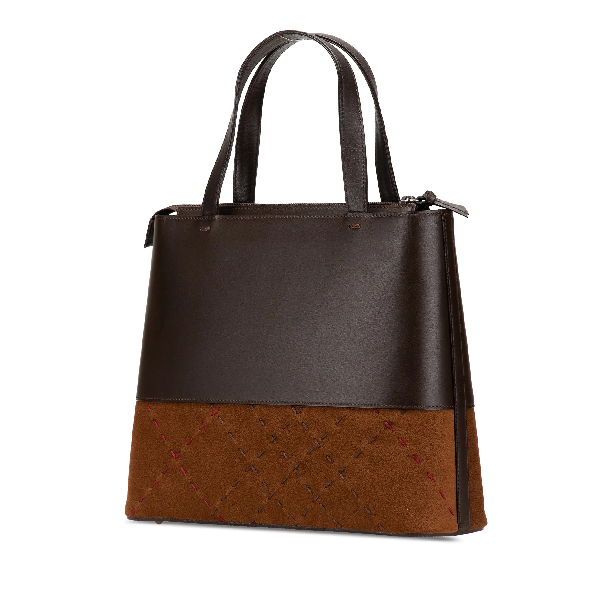 Burberry Leather and Suede Stitch Tote Brown