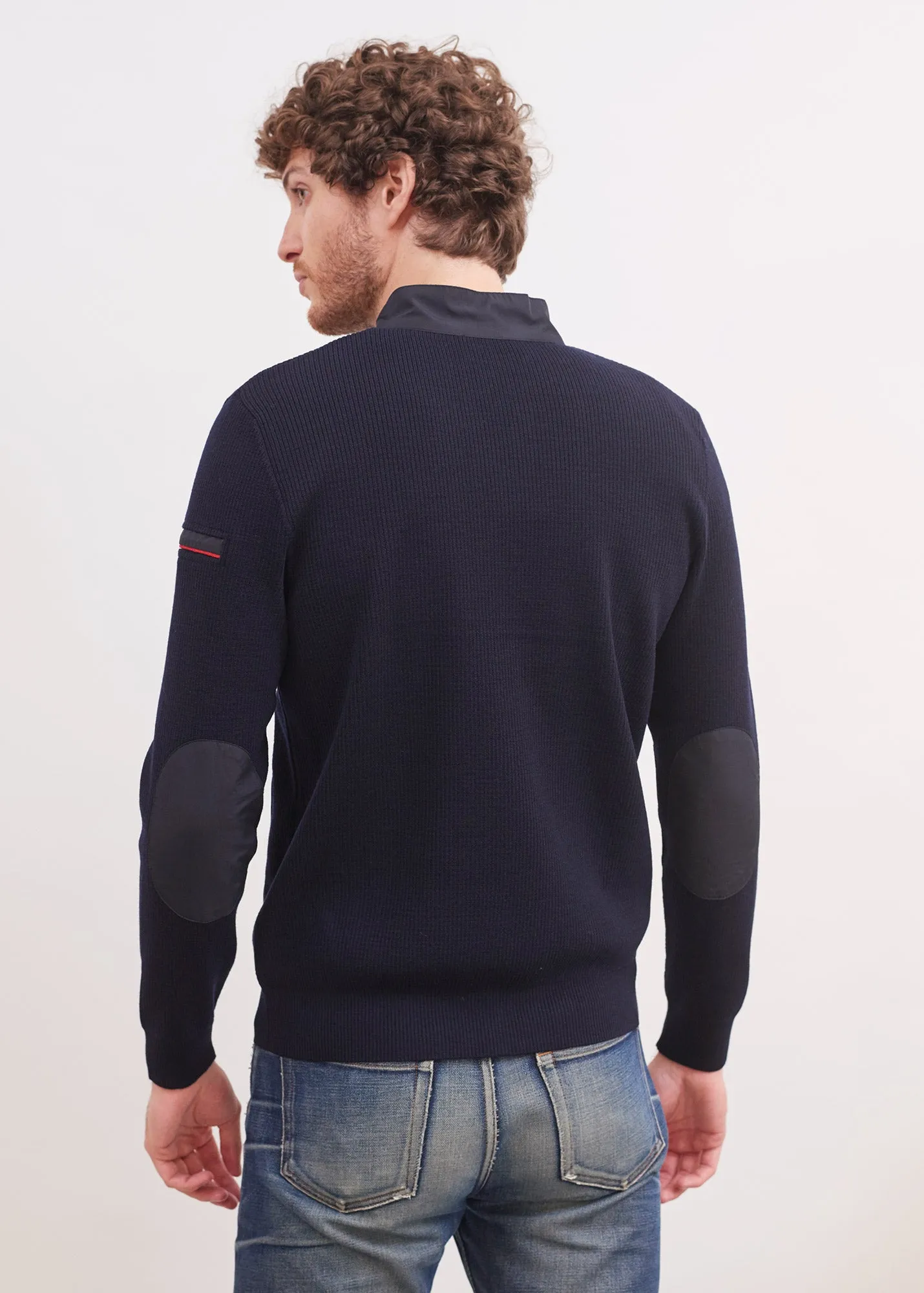 Cardigan zipp Navigateur - en maille de laine fine (NAVY)