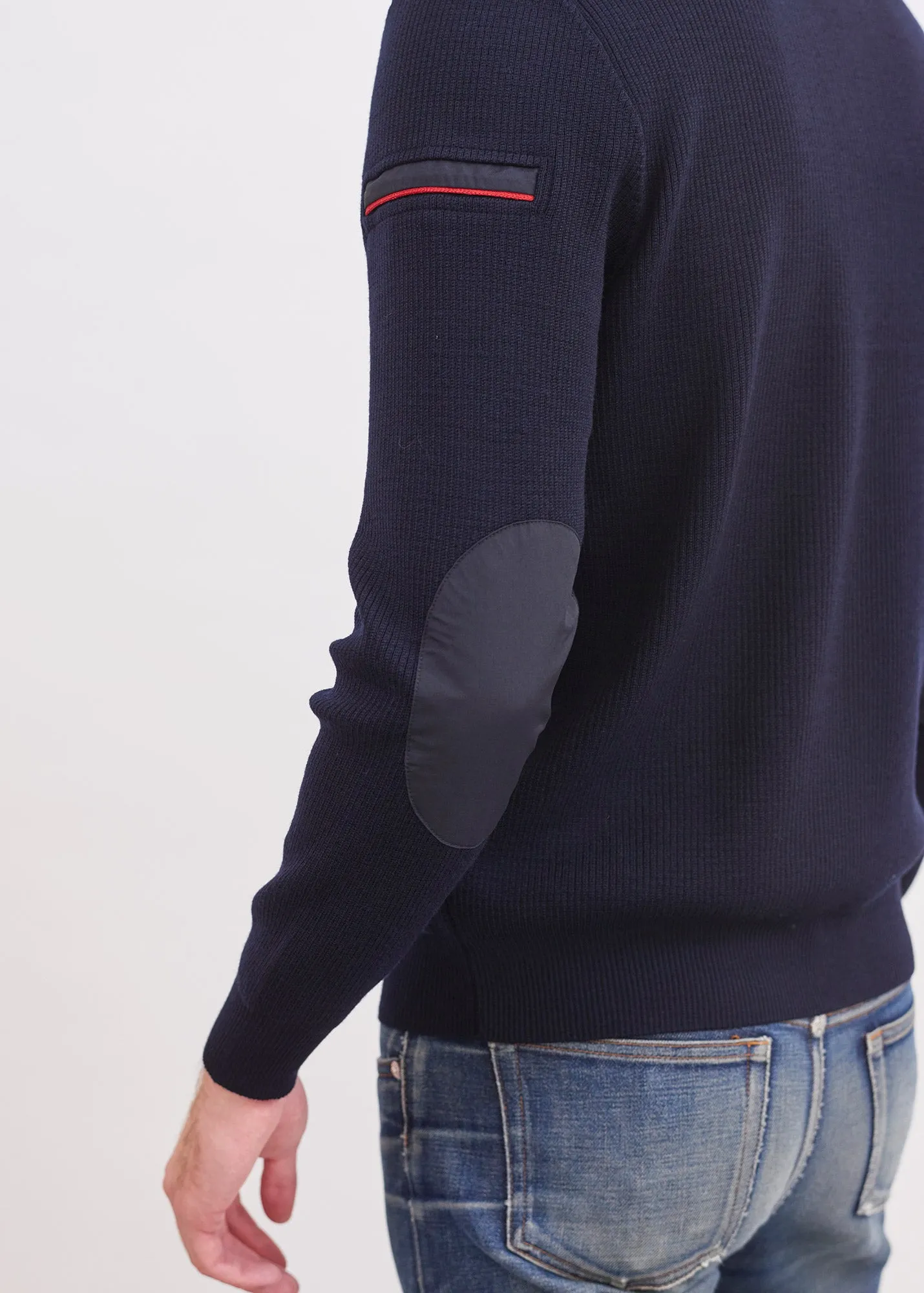 Cardigan zipp Navigateur - en maille de laine fine (NAVY)