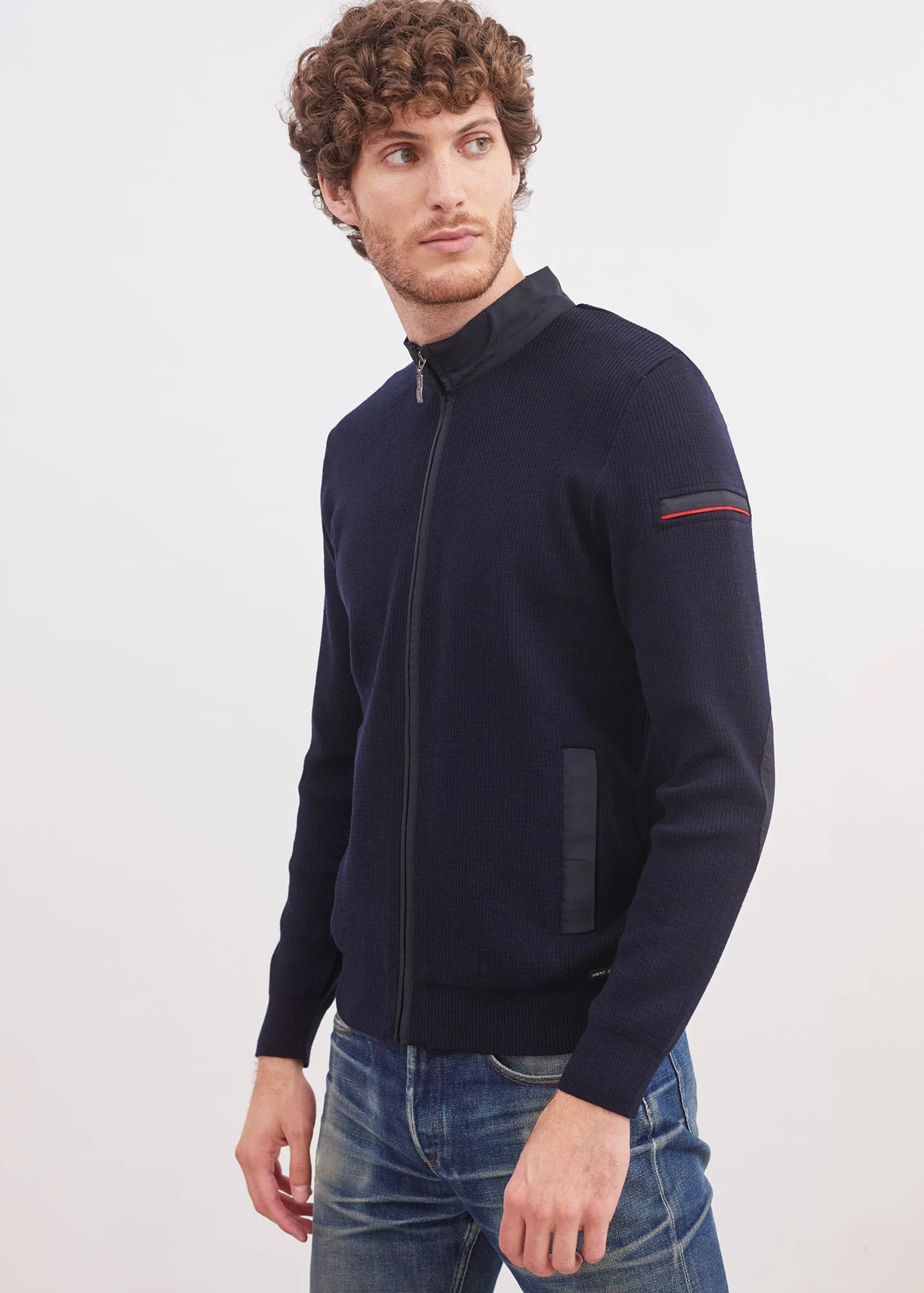 Cardigan zipp Navigateur - en maille de laine fine (NAVY)