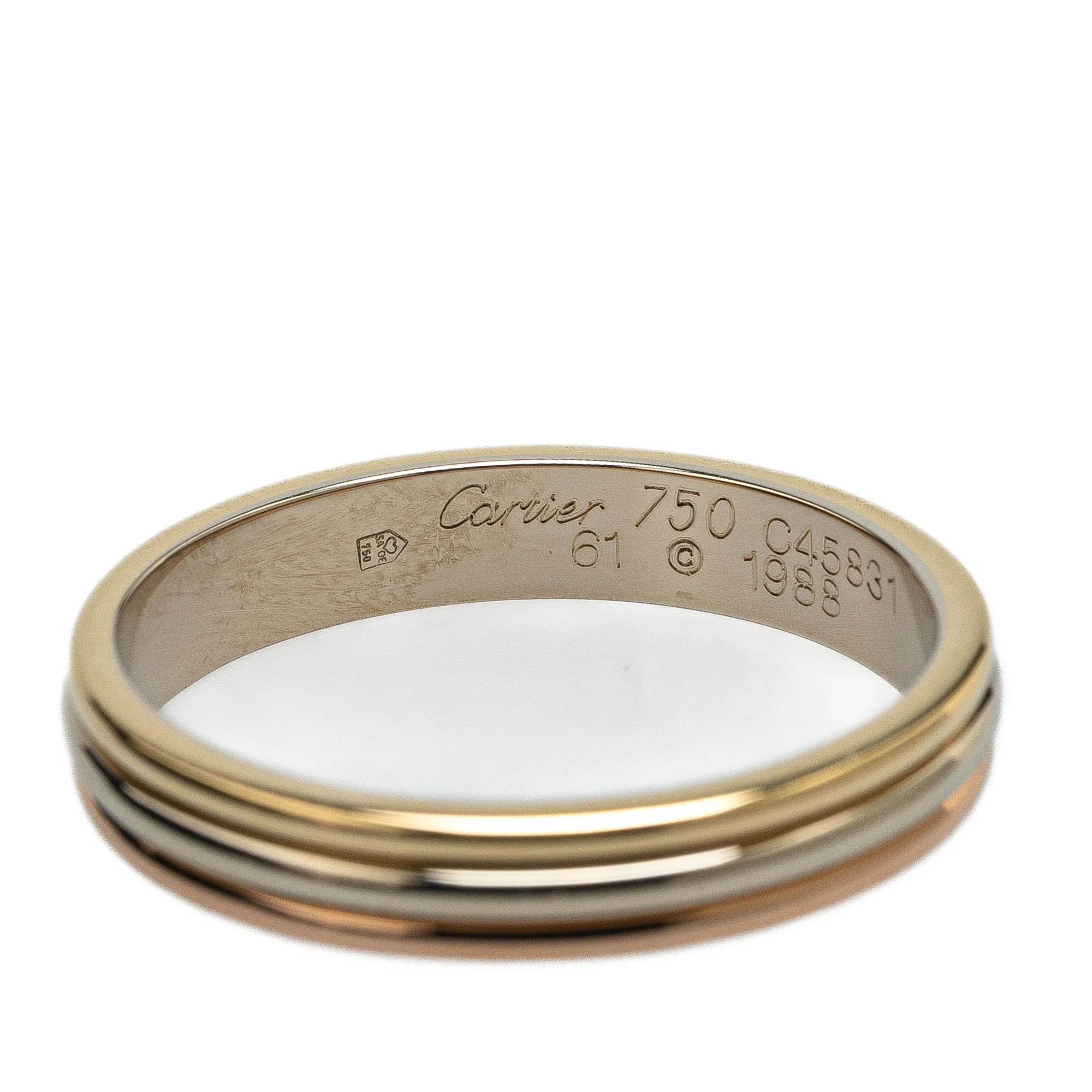 Cartier Tricolor 18K Trinity Wedding Band Ring Gold