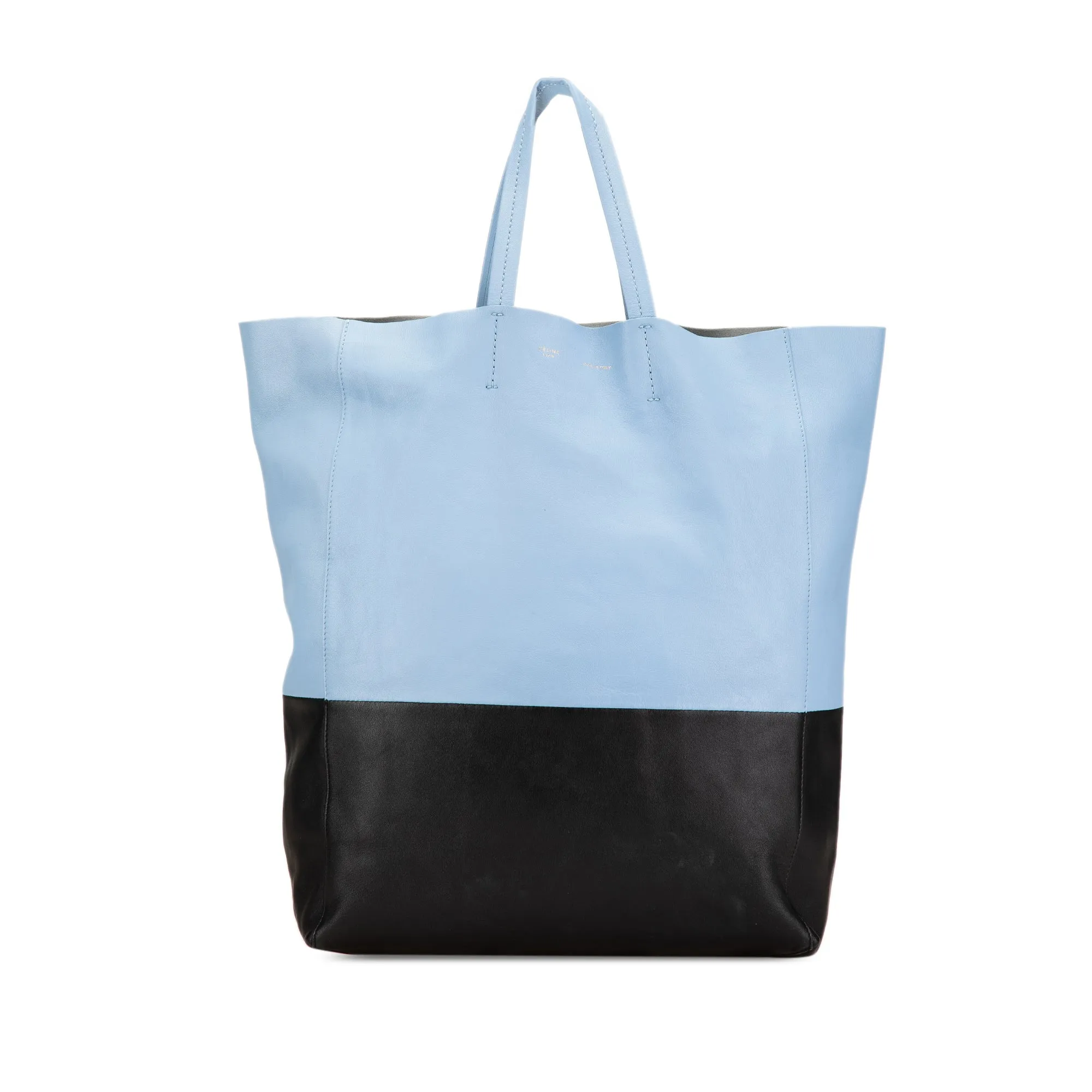 Celine Bicolor Leather Vertical Cabas Tote Blue