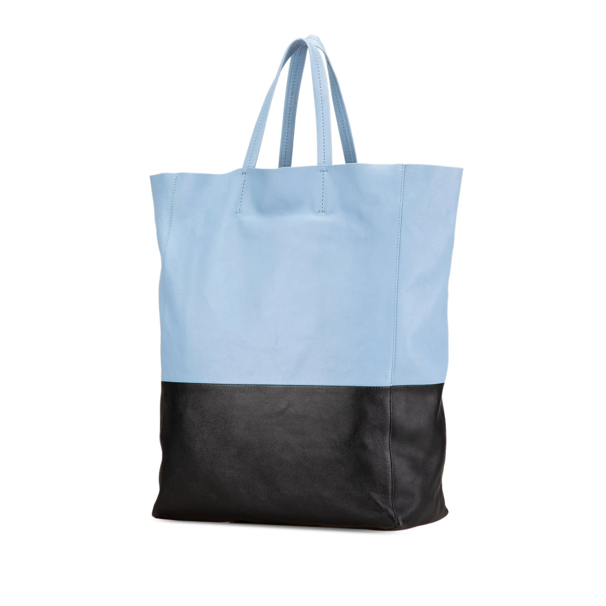 Celine Bicolor Leather Vertical Cabas Tote Blue
