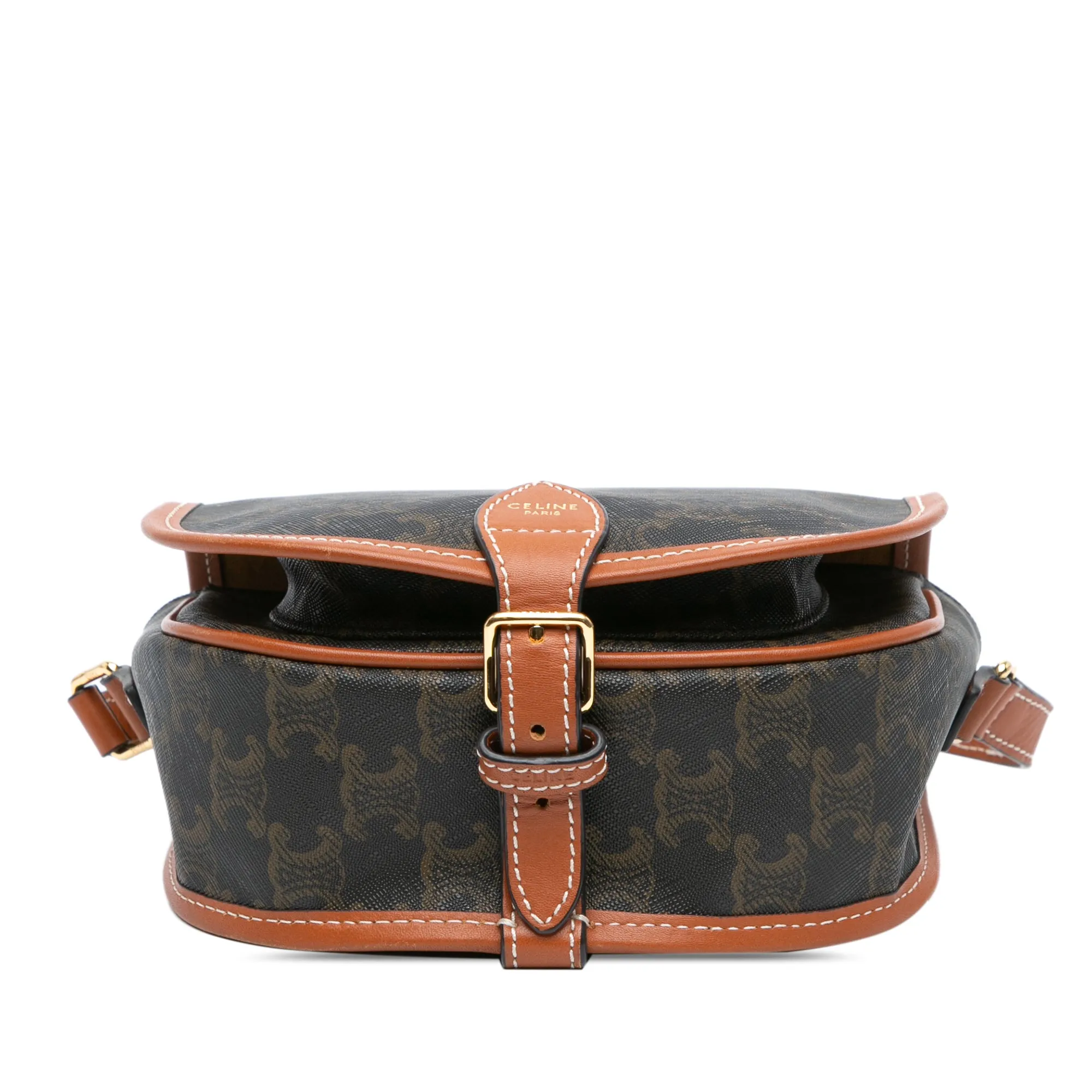 Celine Medium Triomphe Coated Canvas Folco Crossbody
