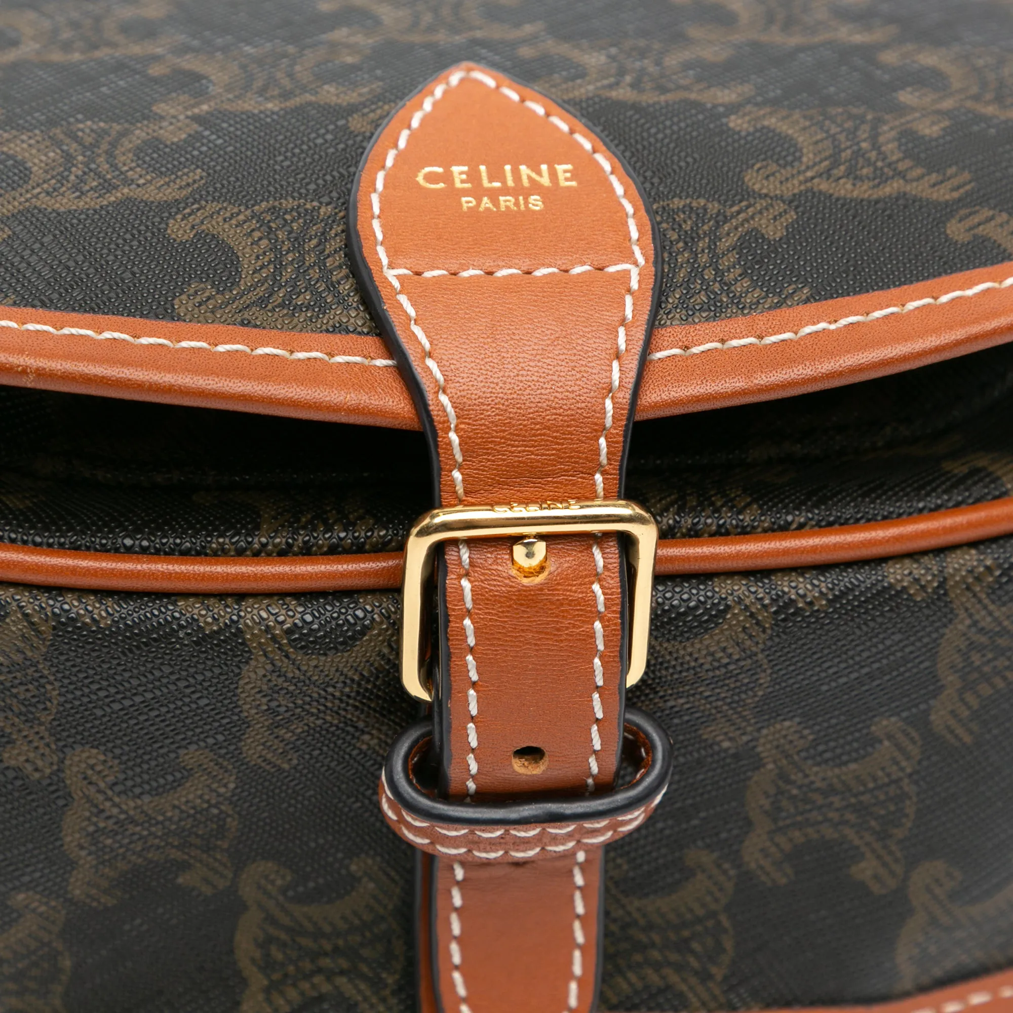 Celine Medium Triomphe Coated Canvas Folco Crossbody
