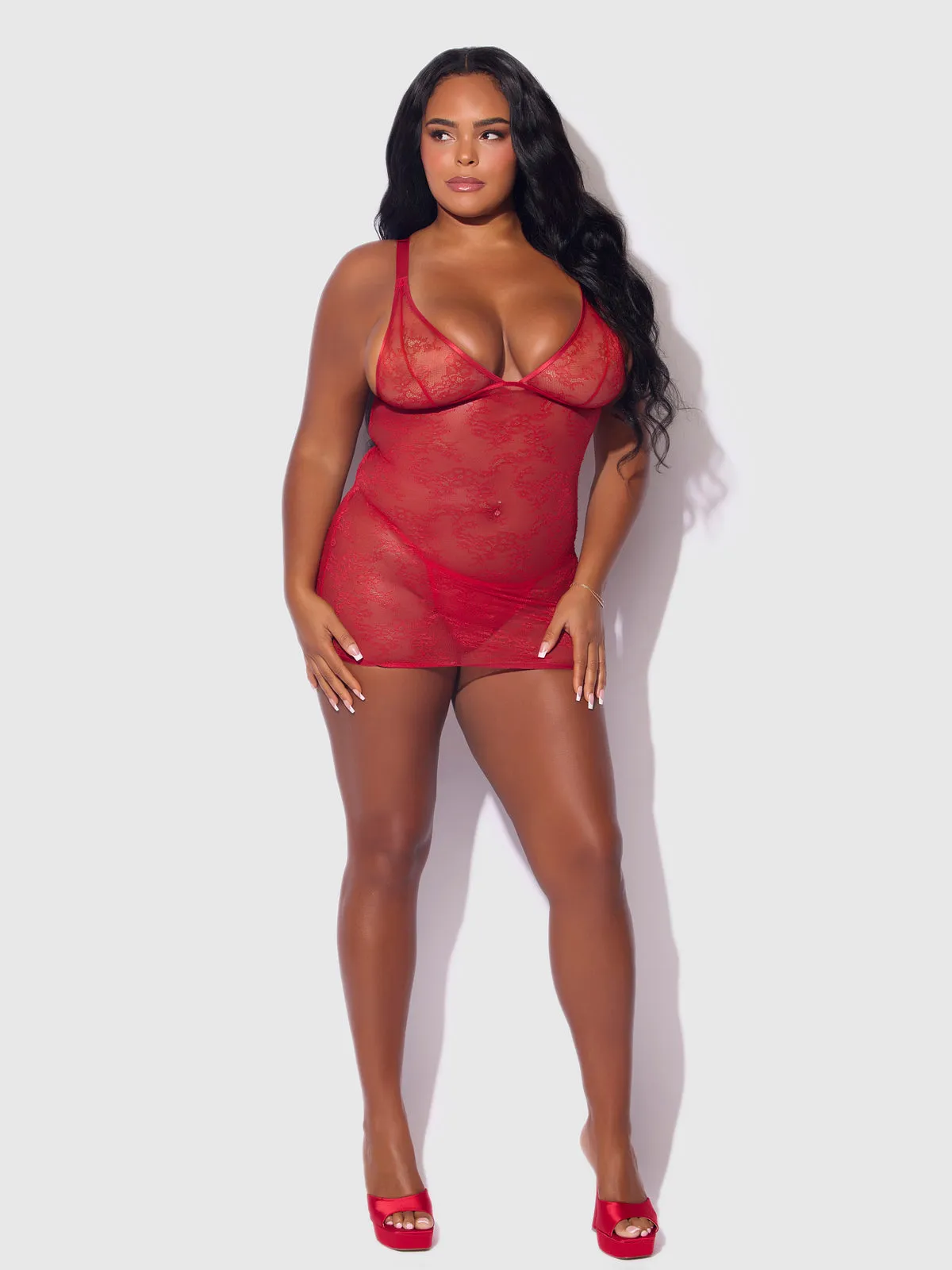 Chiara Lace & Strappy Open Back Chemise