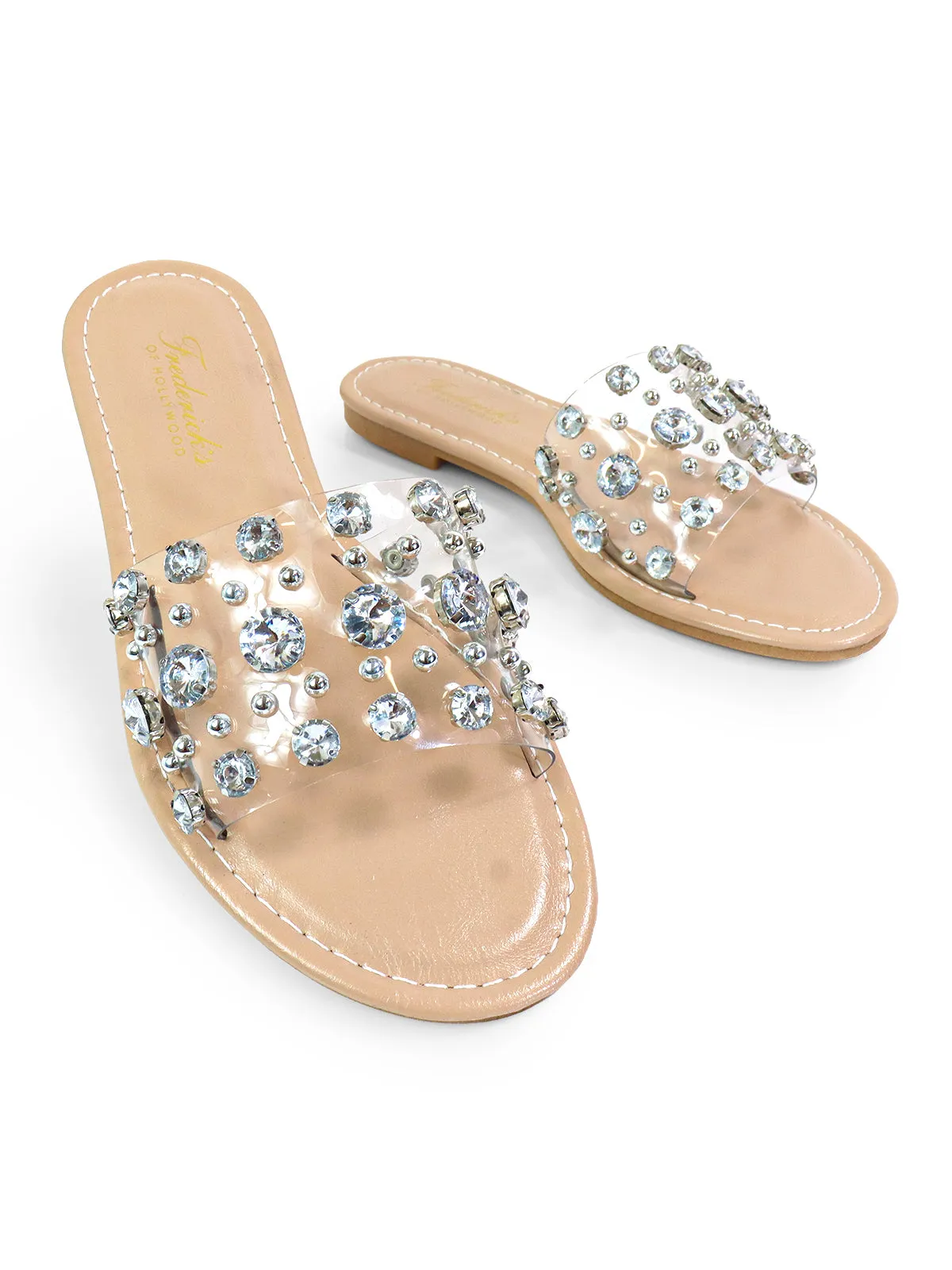 Clarissa Rhinestone Flat Sandal
