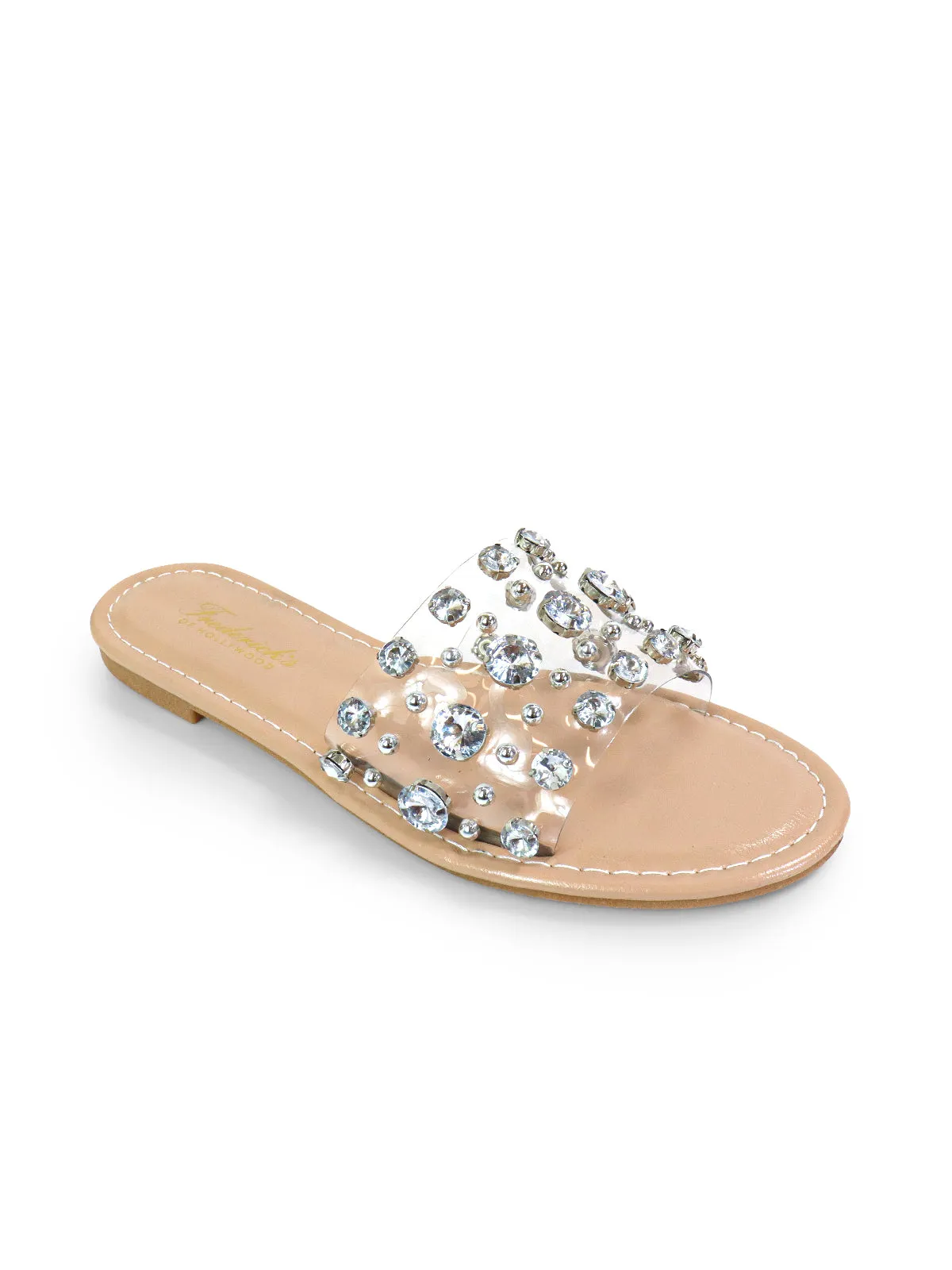 Clarissa Rhinestone Flat Sandal