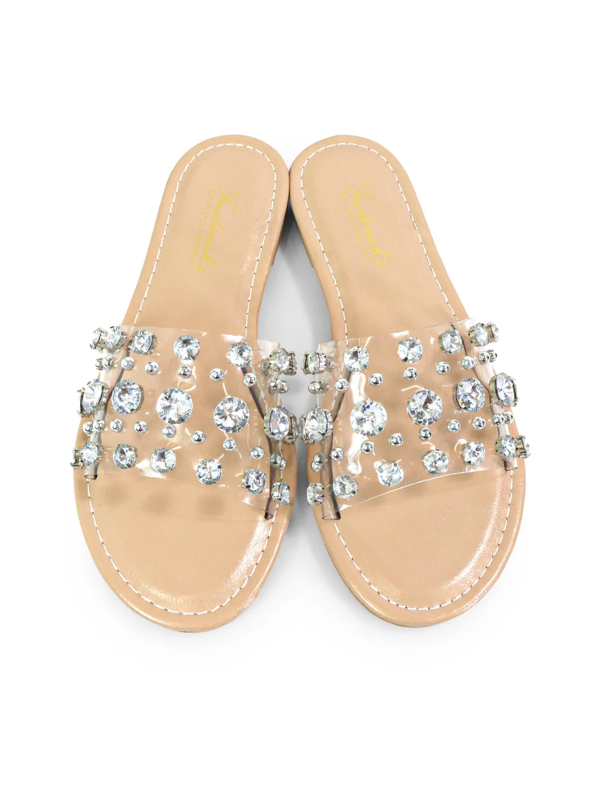 Clarissa Rhinestone Flat Sandal