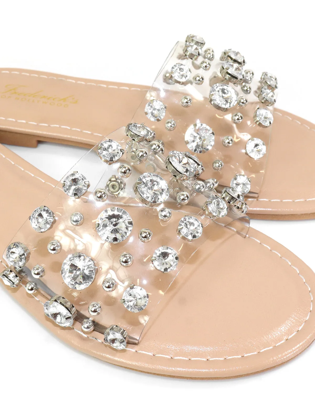Clarissa Rhinestone Flat Sandal