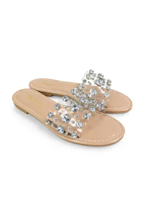 Clarissa Rhinestone Flat Sandal