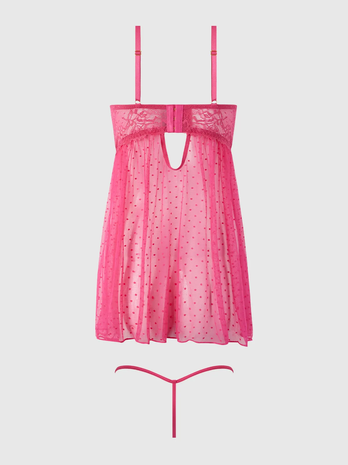 Elizabeth Lace & Rhinestone Push Up Babydoll & G-String