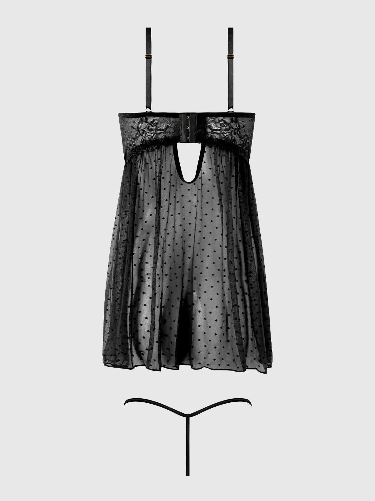 Elizabeth Lace & Rhinestone Push Up Babydoll & G-String