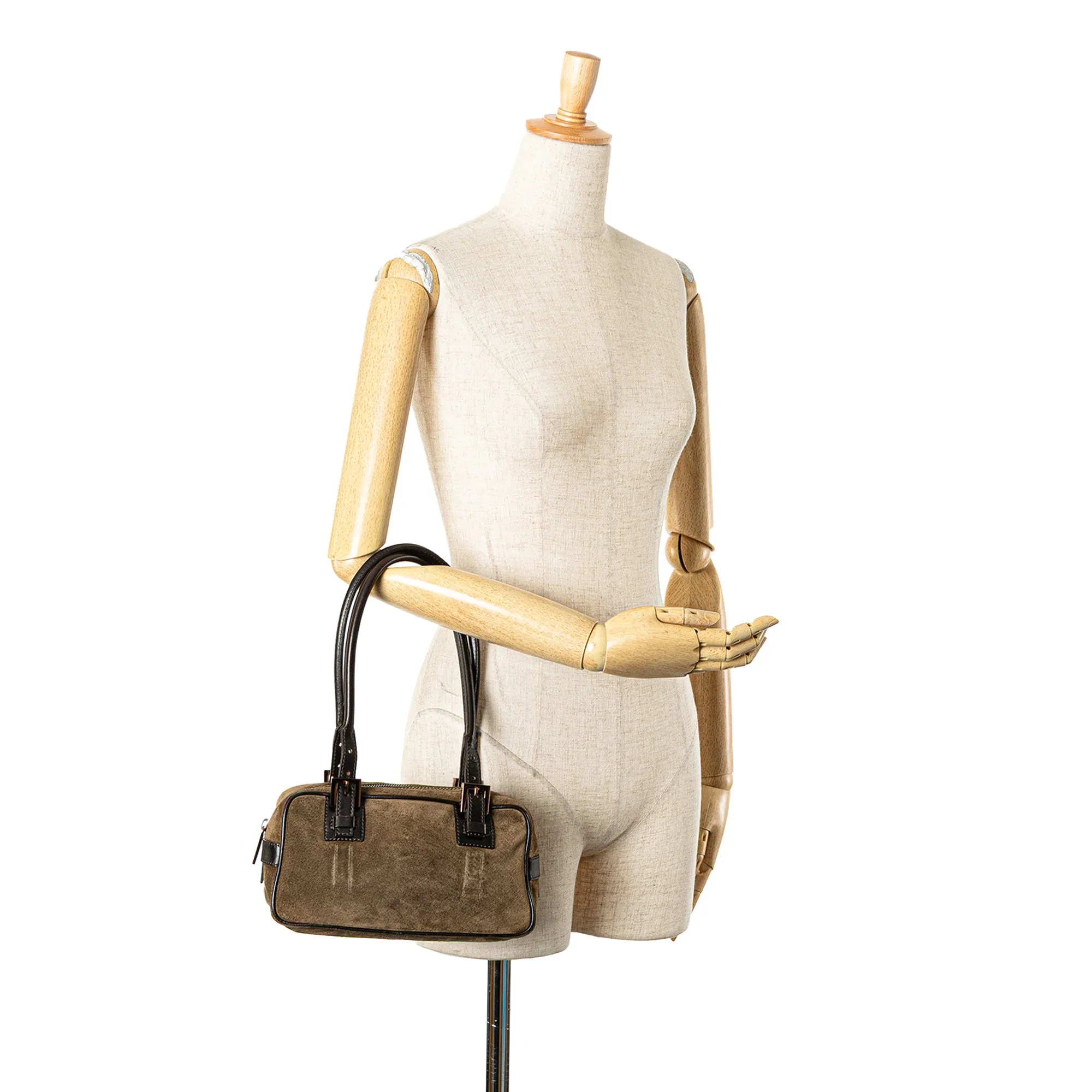 Fendi Suede Shoulder Bag Brown
