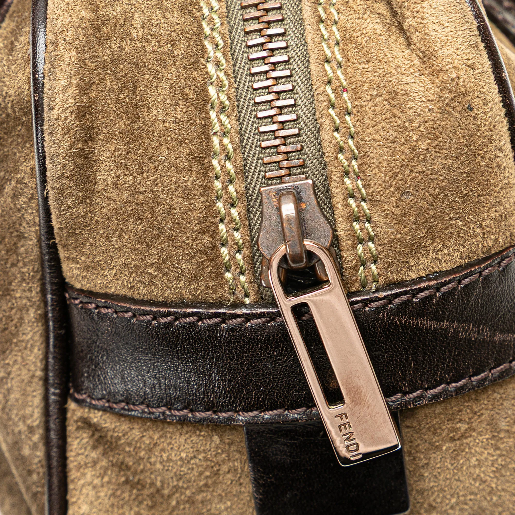 Fendi Suede Shoulder Bag Brown