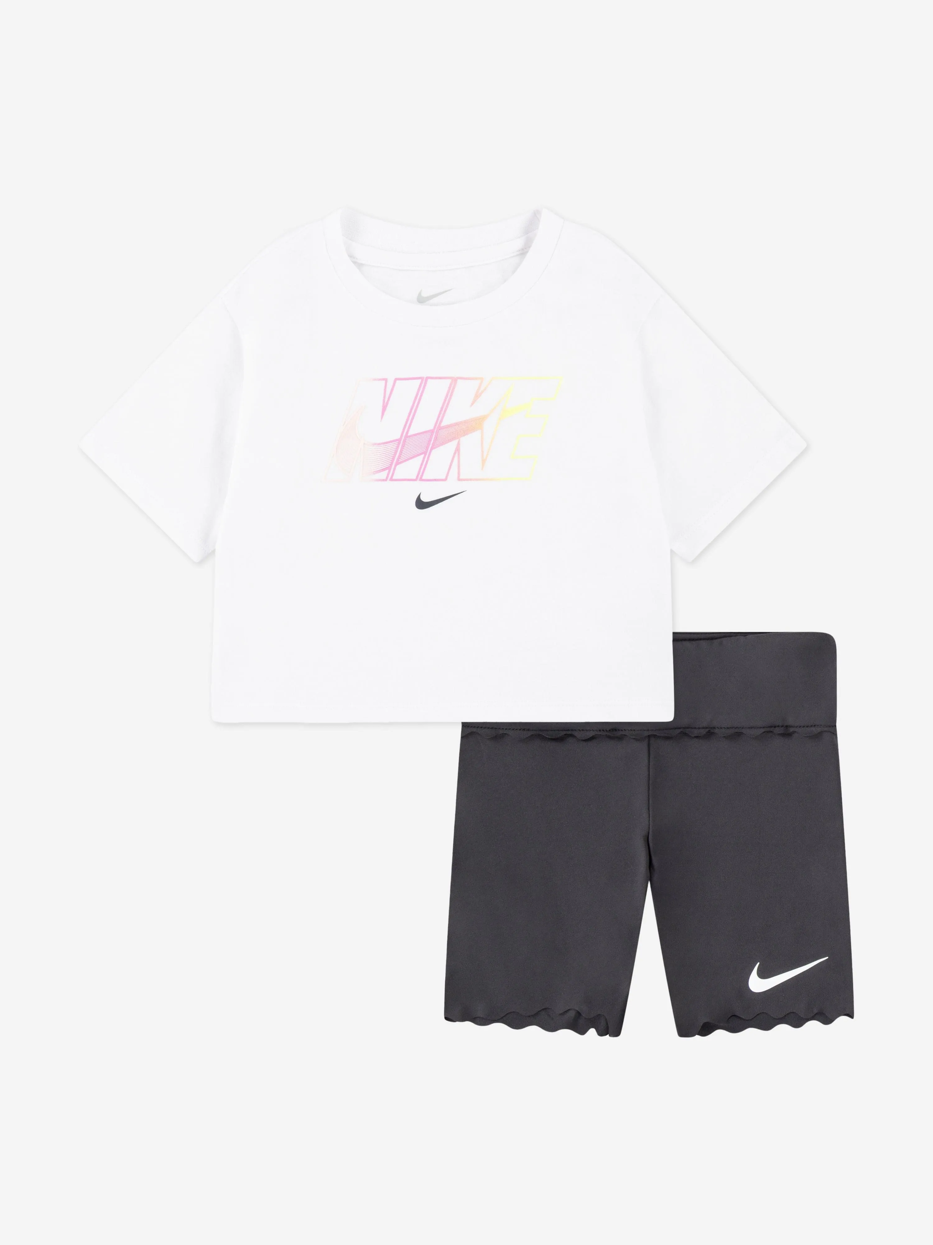 Girls Swoosh Motion Short Set in Black