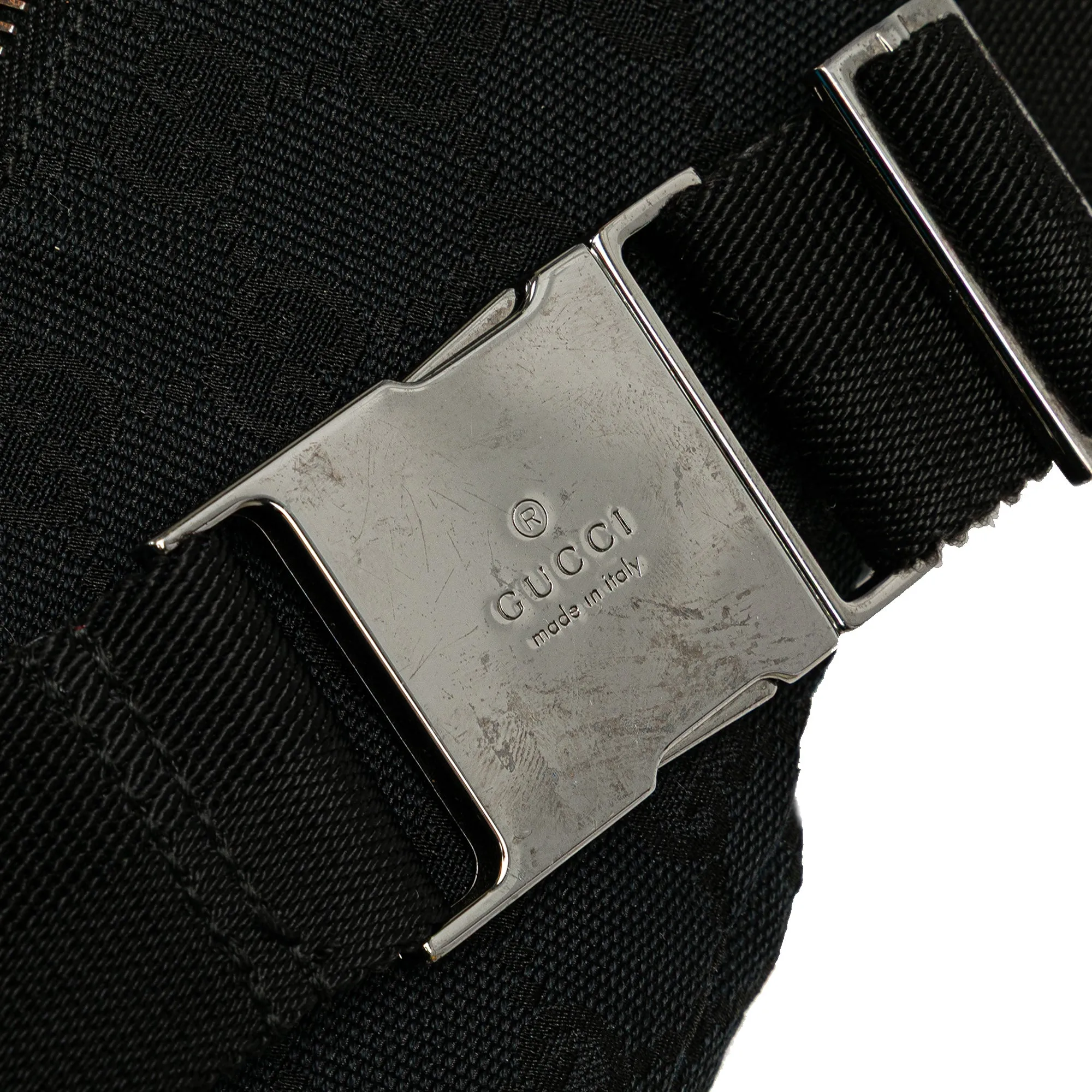 Gucci GG Canvas Double Pocket Belt Bag Black