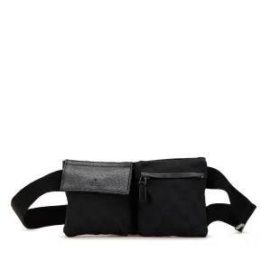 Gucci GG Canvas Double Pocket Belt Bag Black