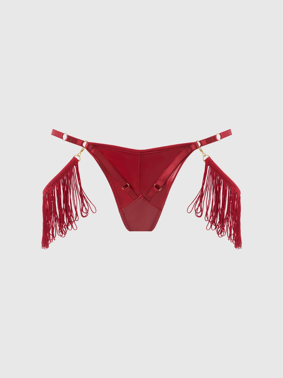 Hendrix Faux Leather Thong With Detachable Fringe