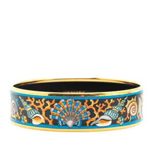 Herms Wide Seashells Enamel Bangle 65