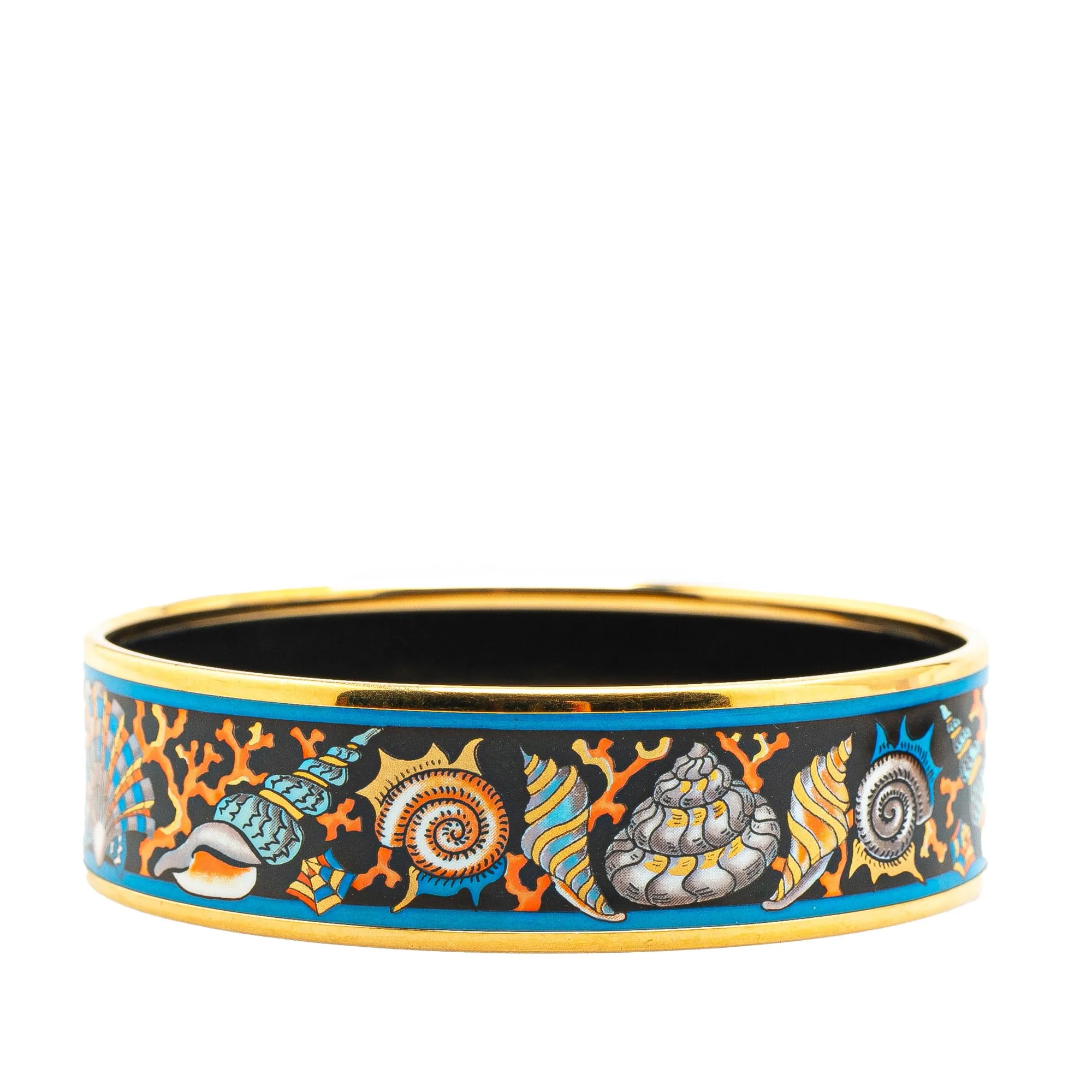 Herms Wide Seashells Enamel Bangle 65