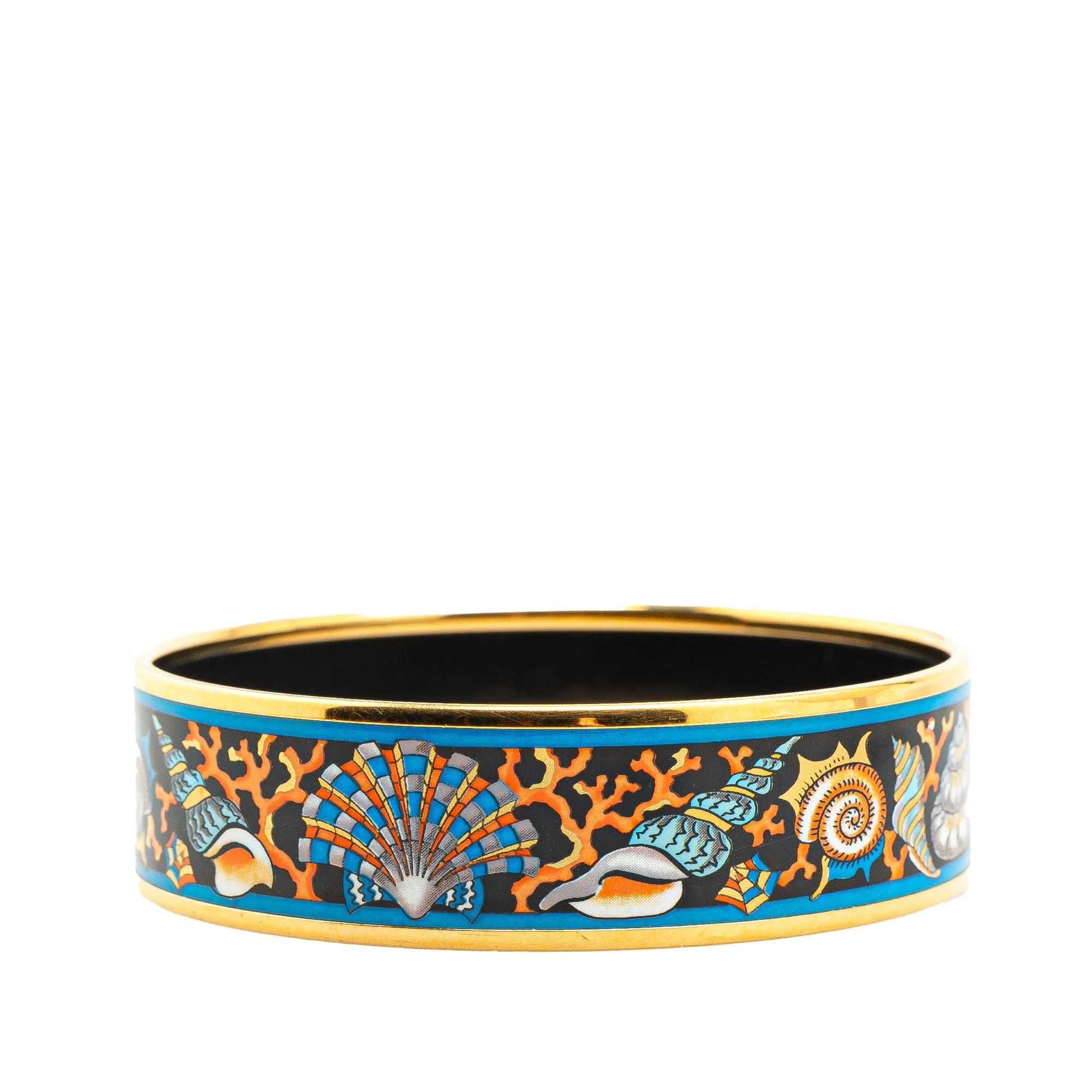Herms Wide Seashells Enamel Bangle 65