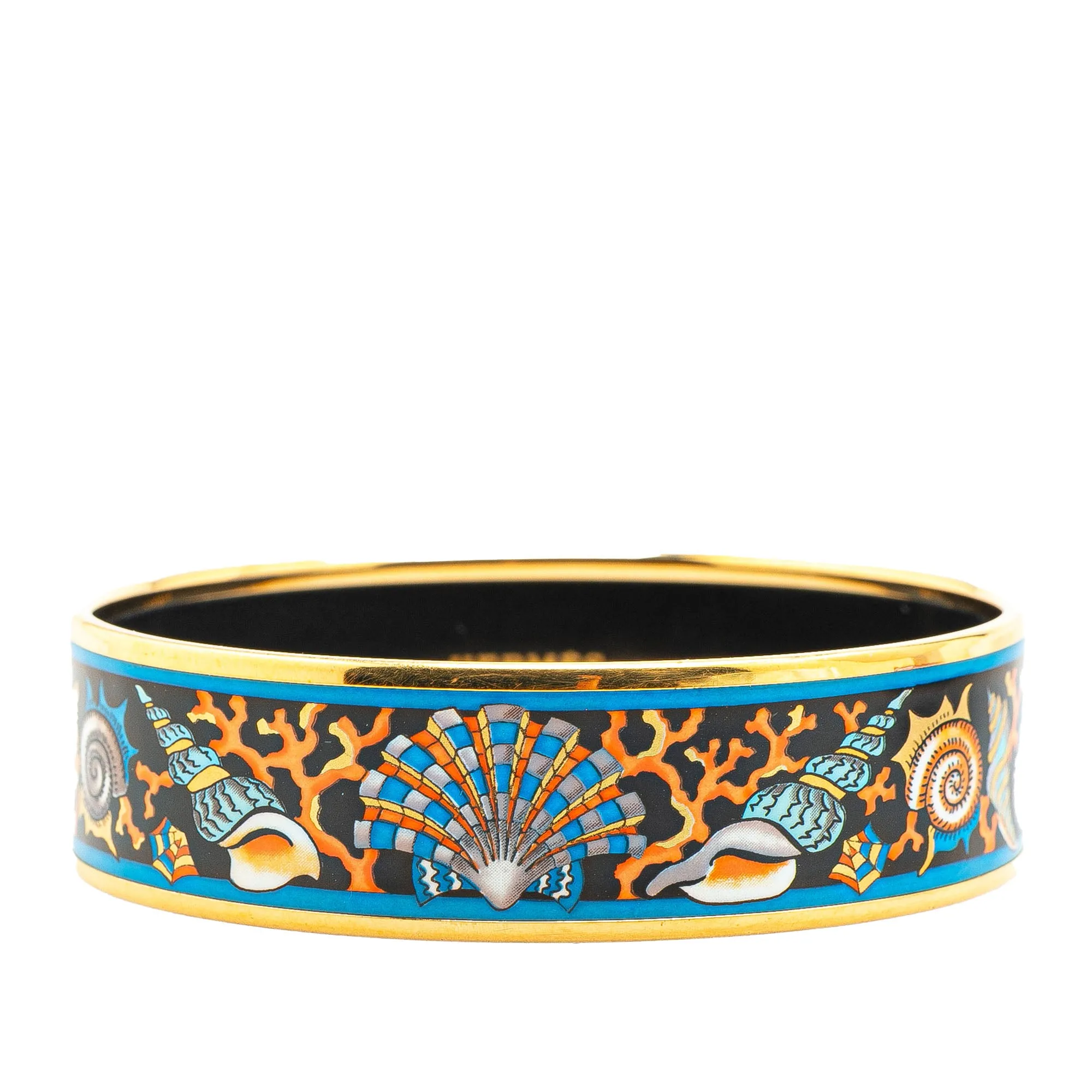 Herms Wide Seashells Enamel Bangle 65