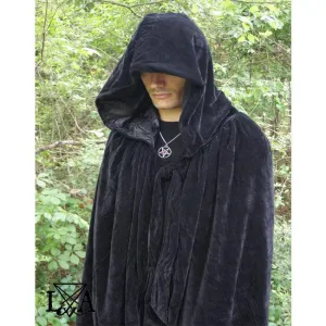 High Quality Velvet and Satin Cloak. Black Velvet lined with Black Satin