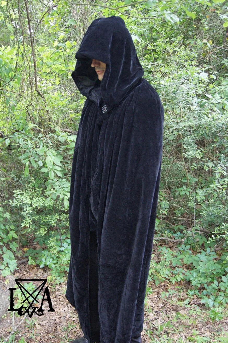 High Quality Velvet and Satin Cloak. Black Velvet lined with Black Satin