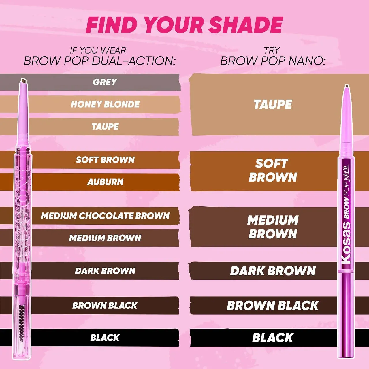 Kosas Brow Pop Dual-Action Filling and Shaping Eyebrow Pencil (many shades) NIB