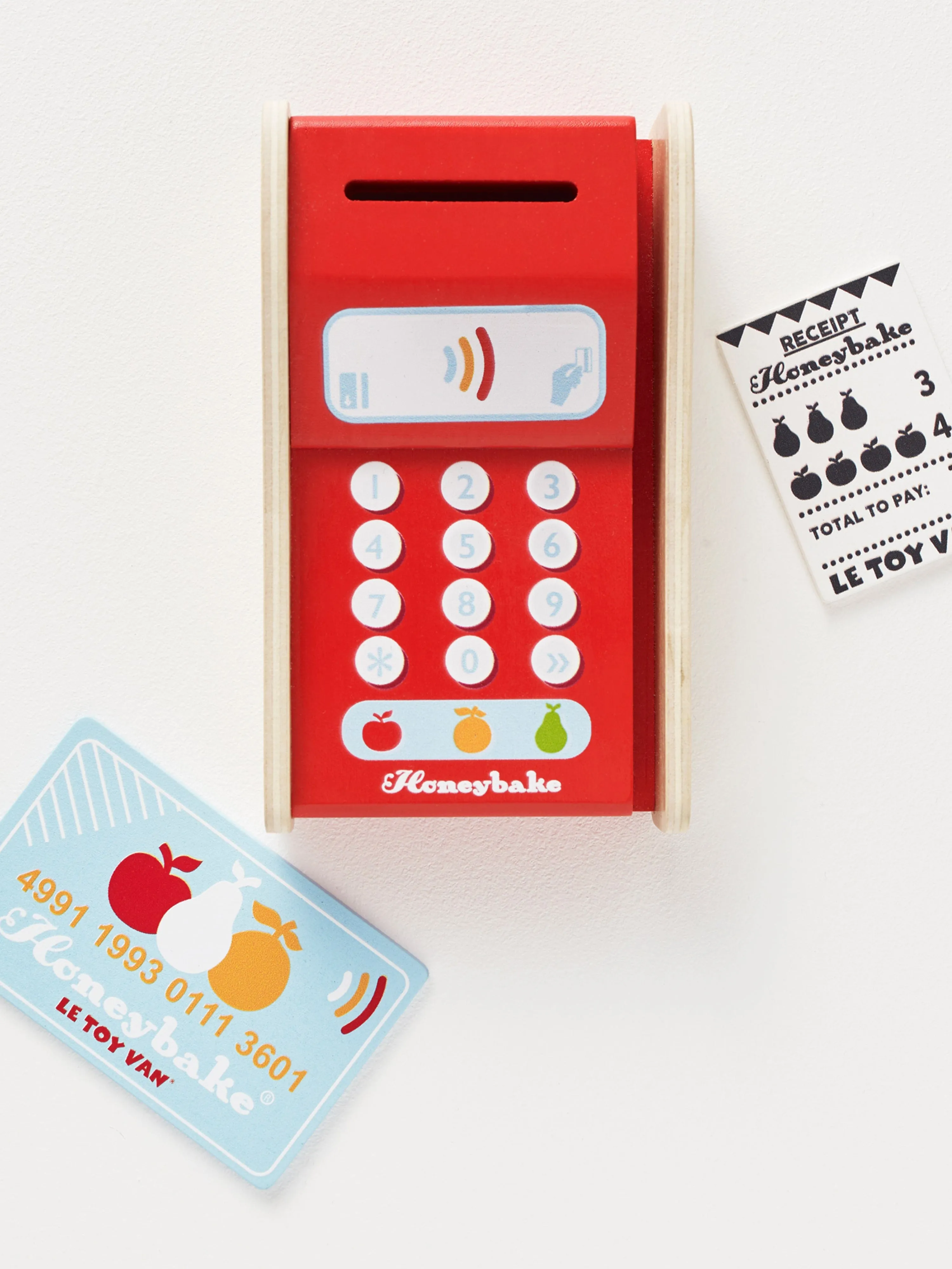 Le Toy Van Wooden Shop Card Machine (W:8Cm D:13.4cm H:4cm)