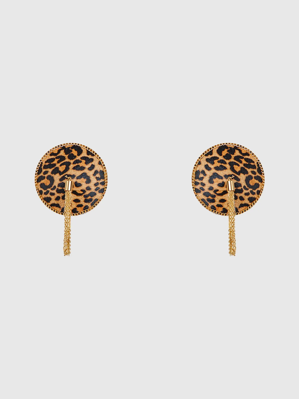 Leopard & Gold Chain Round Tassel Pasties